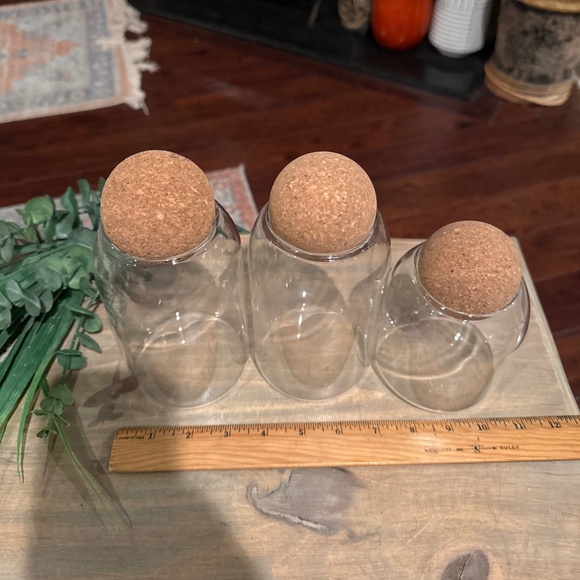 3 Glass Food Storage Jars with Ball Cork Lid, Bamboo Glass Containers - Picture 4 of 5